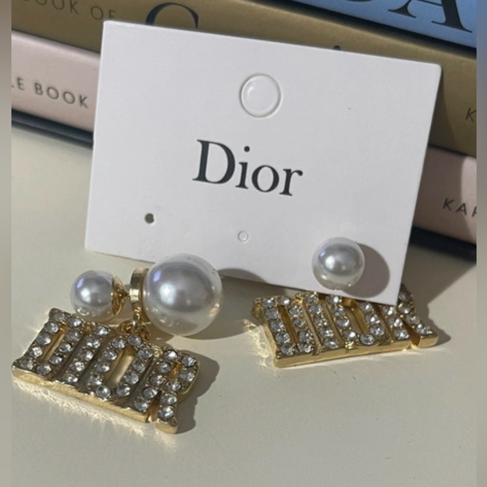 Dior Gold and Silver Crystal Earrings